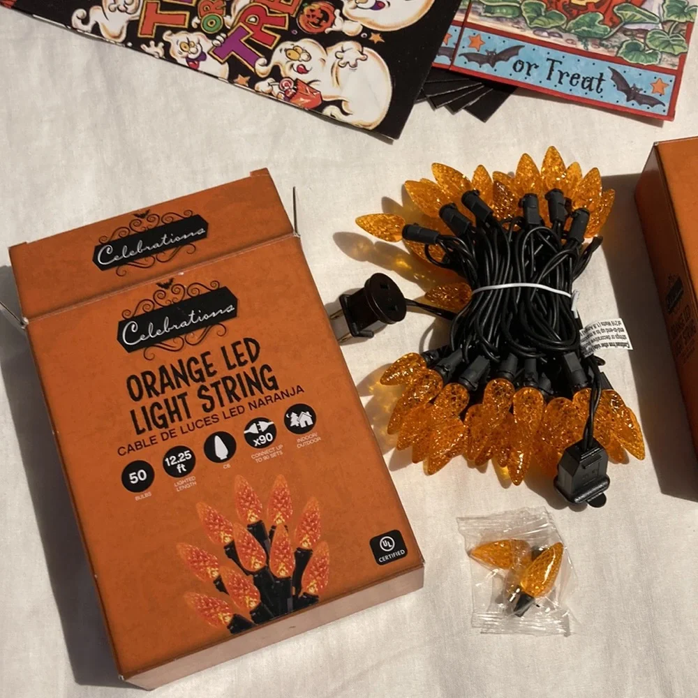 Halloween bundle led orange lights trick or treat  10 bags and more